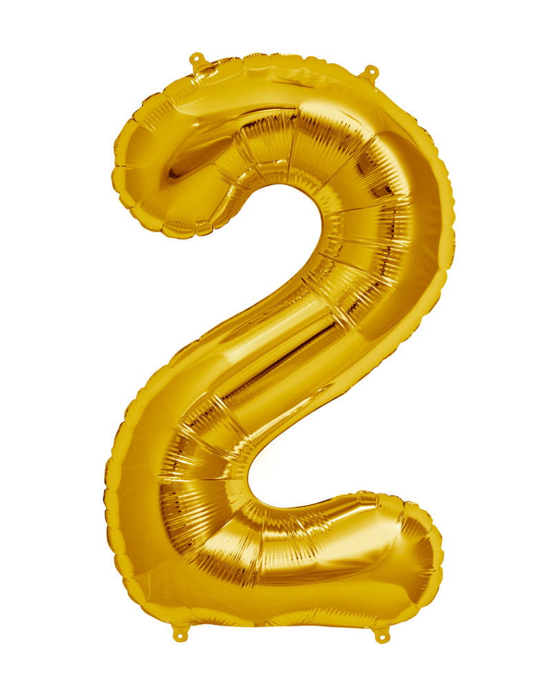 Folienballon Zahl 2 Gold