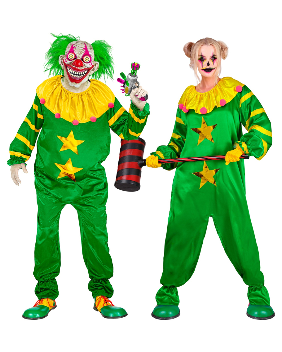 Giftgrünes Horrorclown Kostüm XL