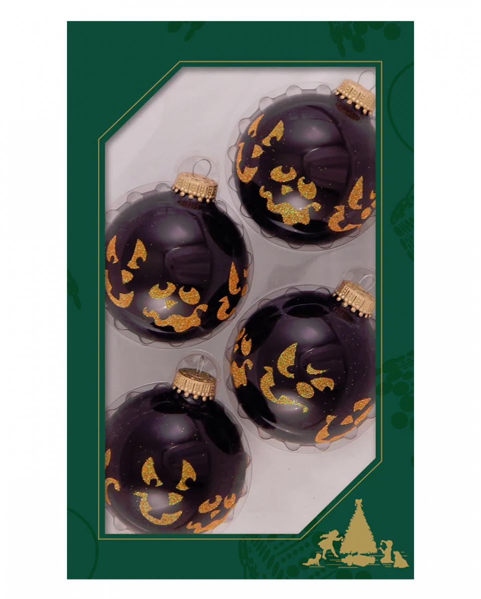 Glitter Scary Faces Halloween Weihnachtskugeln Ø6,5cm 4 Stück