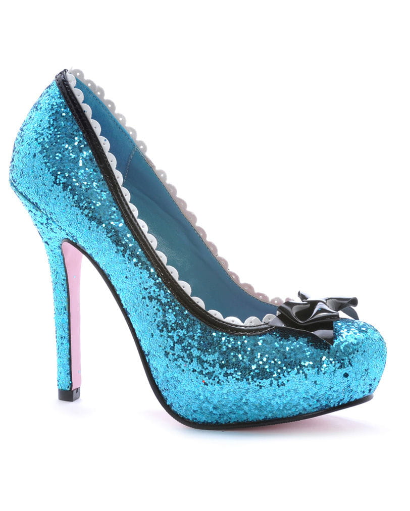 Glitter Pumps mit Schleife Blau 38