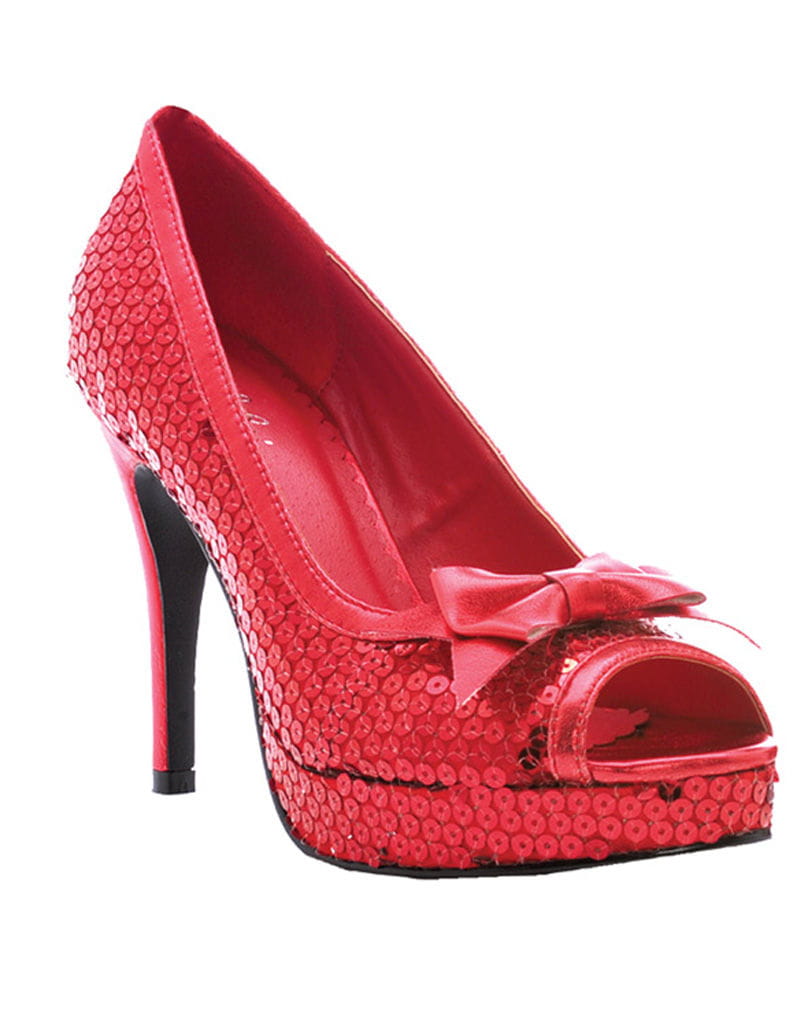 Glitter Pumps mit Schleife rot 37