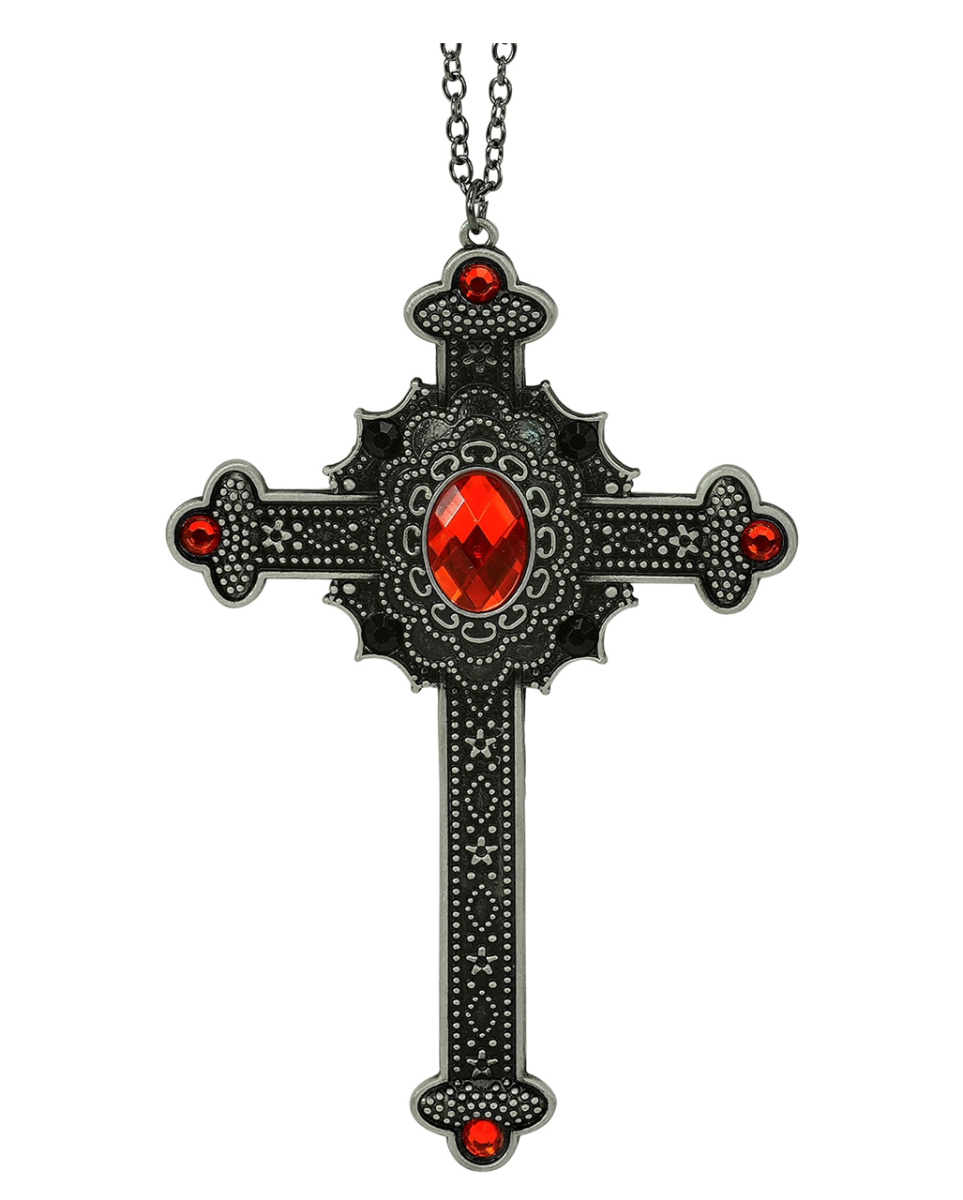 Gothic Halskette mit Kreuz u. Edelstein