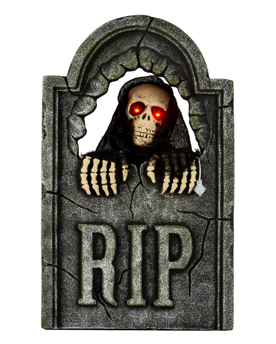 Grabstein mit sich bewegendem Grim Reaper, Sound & Licht 55cm