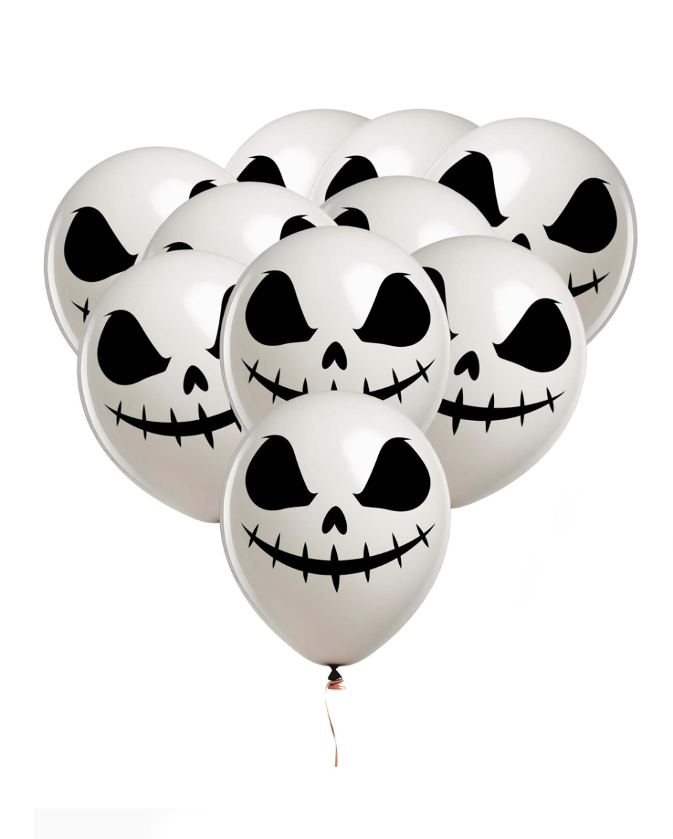 Grinsende Totenkopf Comic Ballons 10er-Set