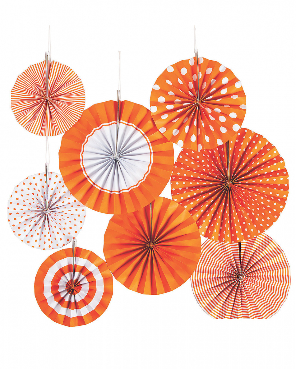 Hängedeko Fächer Set Orange Weiß 8 St.