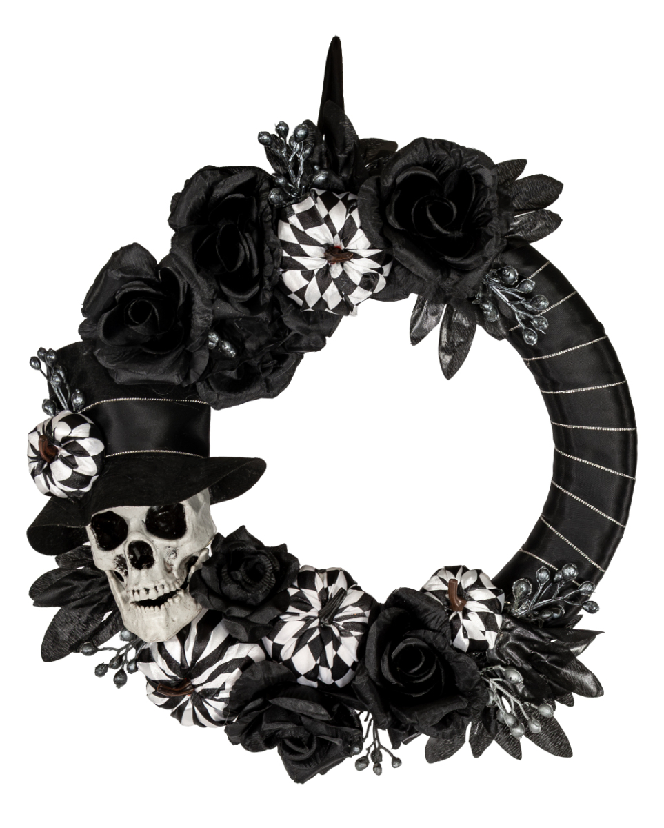 Halloween Türkranz mit Totenkopf & Kürbissen 44cm Ø