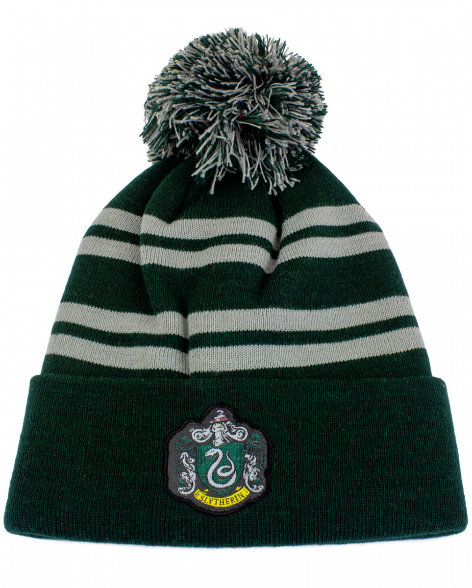 Harry Potter Slytherin Strickmütze mit Bommel
