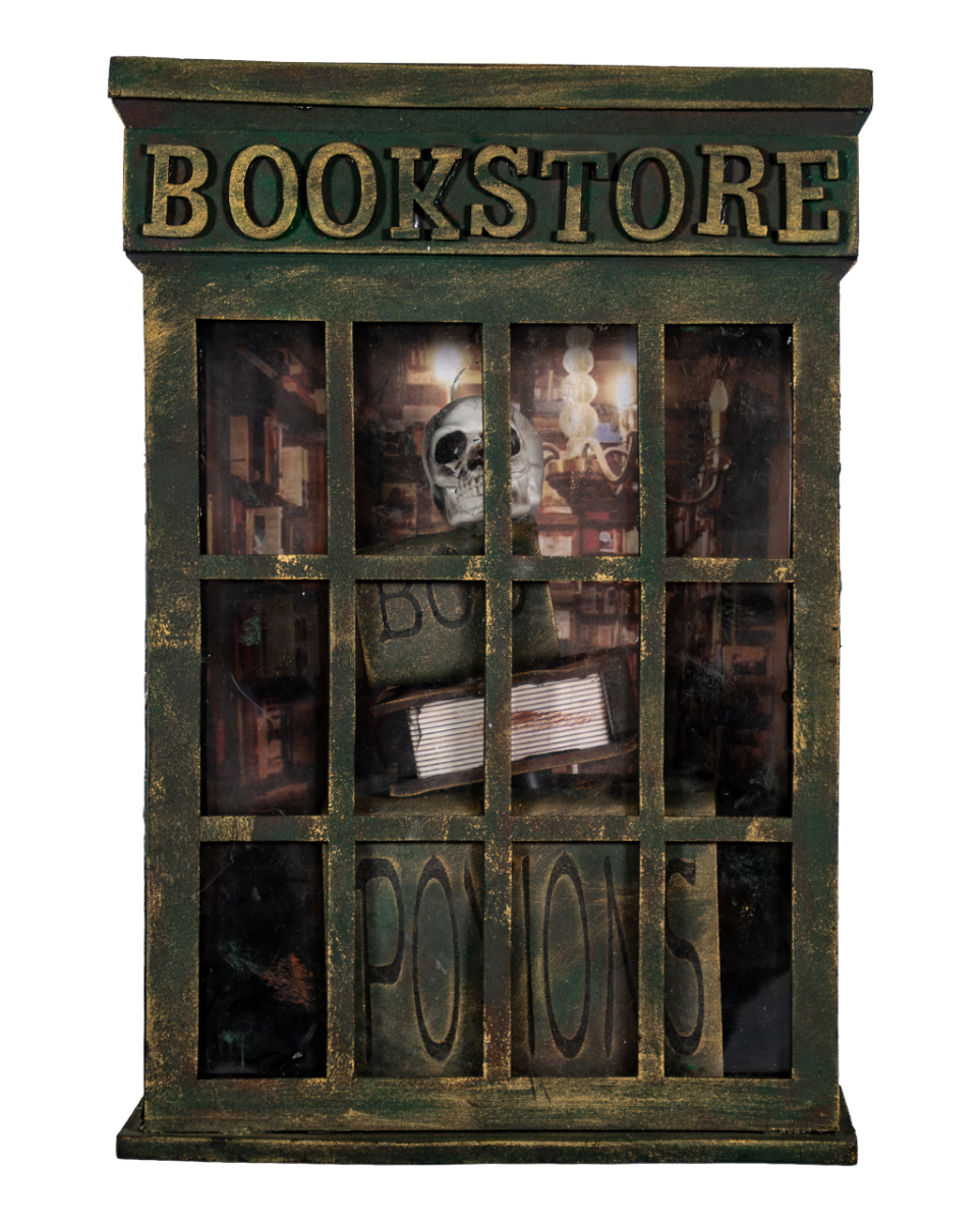 Haunted Bookstore Halloween Animatronic mit Licht & Sound 35cm