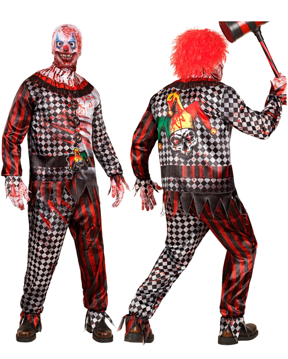Horror Clown Sofortkostüm mit Maske & Handschuhe 2XL