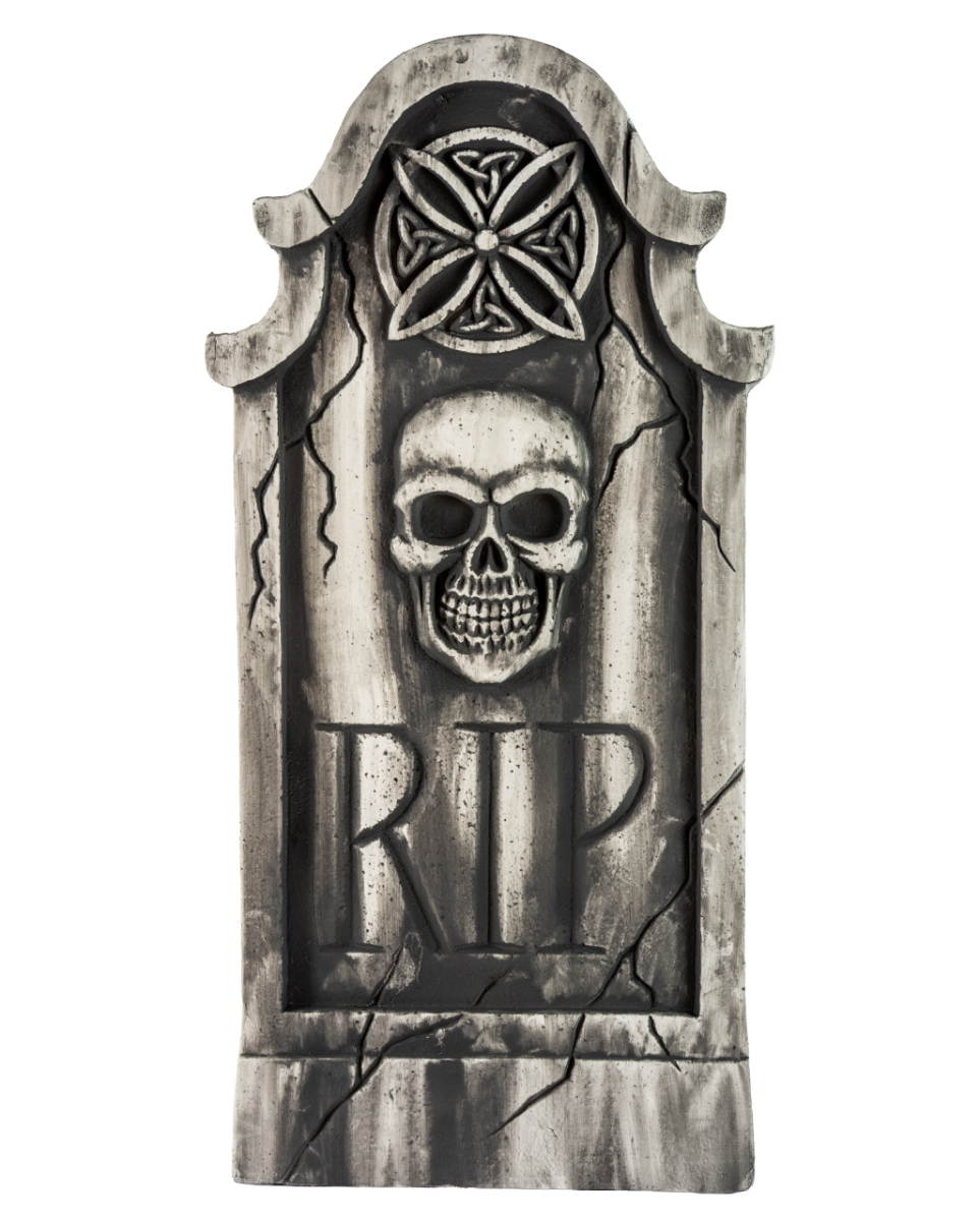 Imposanter Gothic Grabstein mit Skull & Rosette 91cm