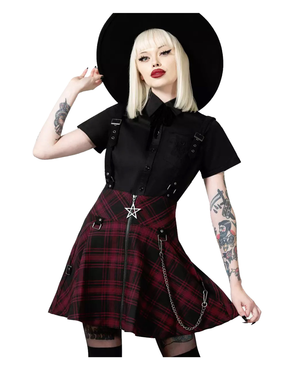 KILLTAR Study Hell Suspender Skirt Rot 3XL