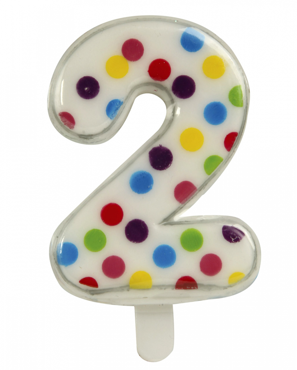 Konfetti Zahlenkerze Nr. 2 (6,5cm)