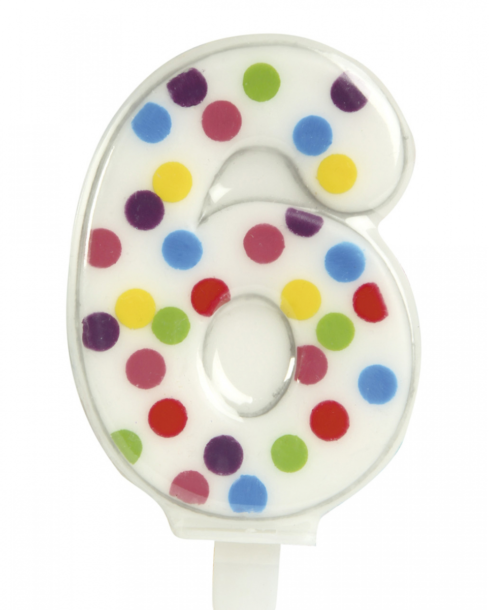 Konfetti Zahlenkerze Nr. 6 (6,5cm)