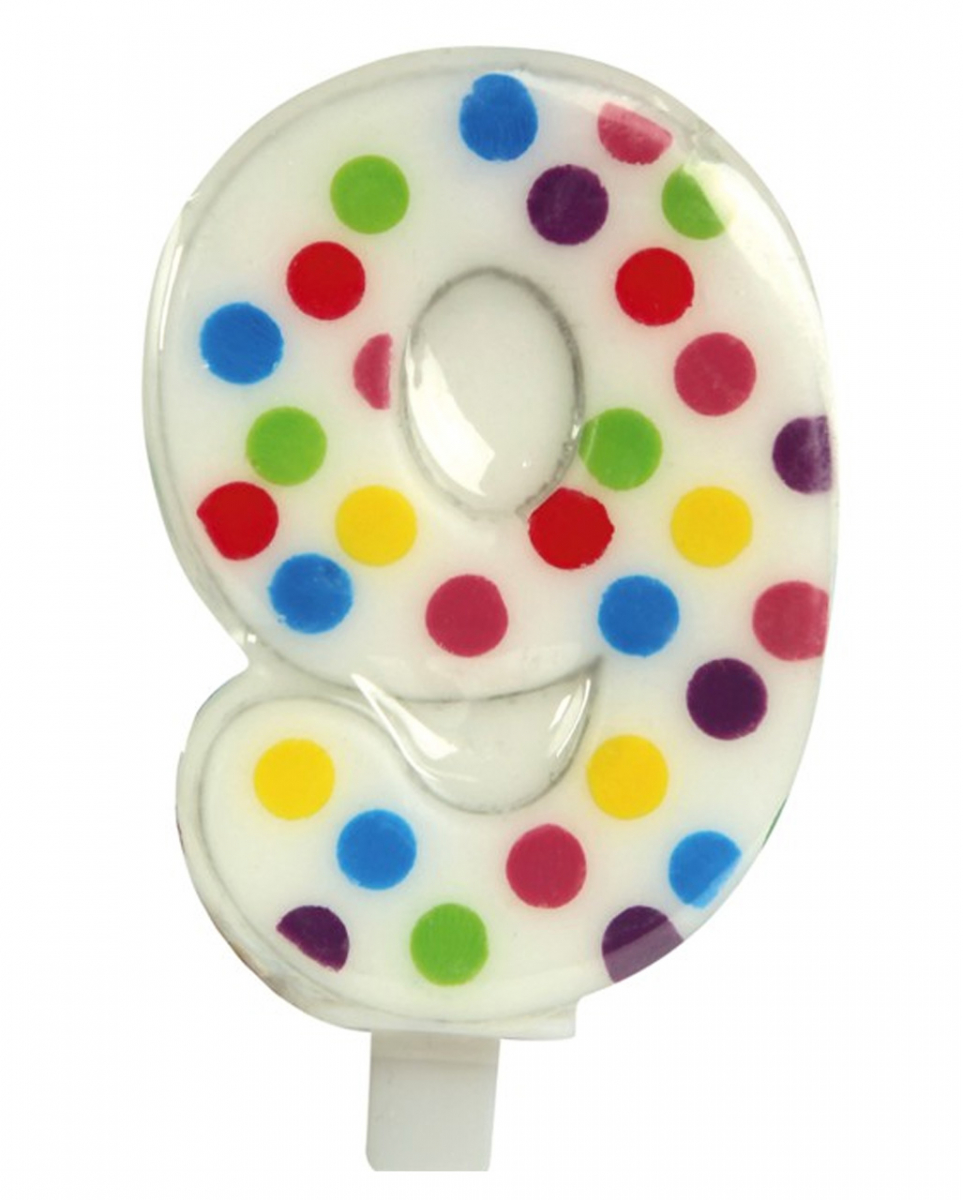 Konfetti Zahlenkerze Nr. 9 (6,5cm)