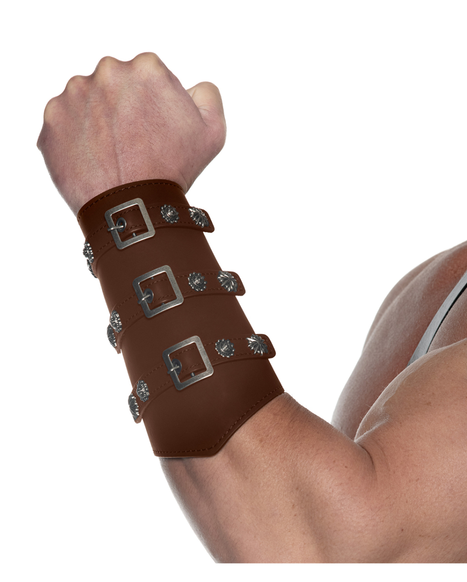 Kunstleder Gladiator Armschienen mit Schnallen Braun