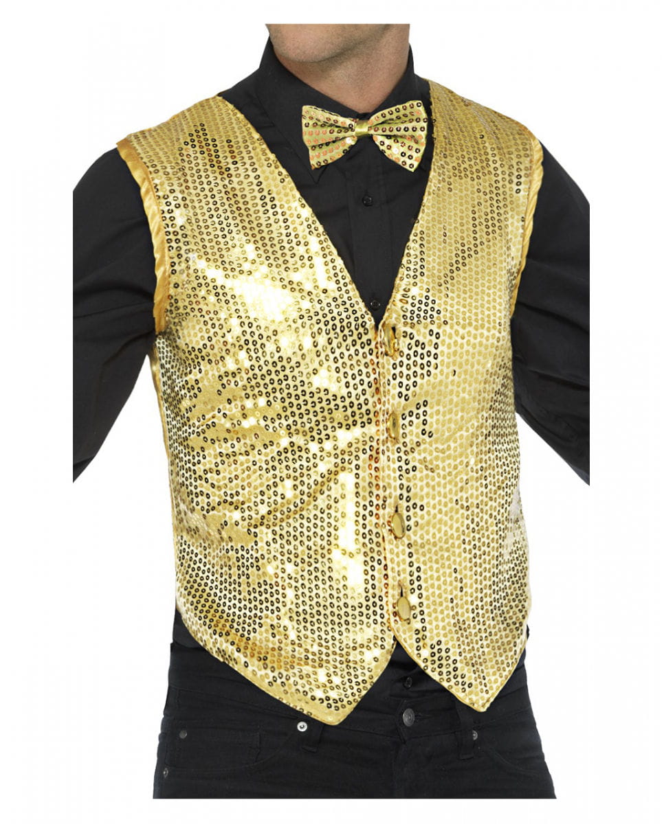 Pailletten Weste für Herren gold S