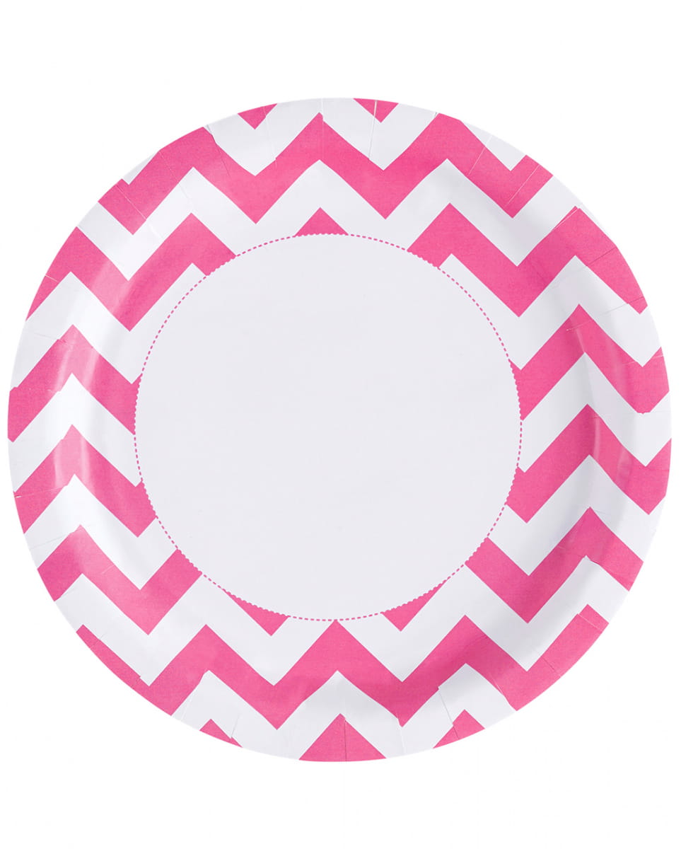 Pinke Zick-Zack Pappteller 8 St.