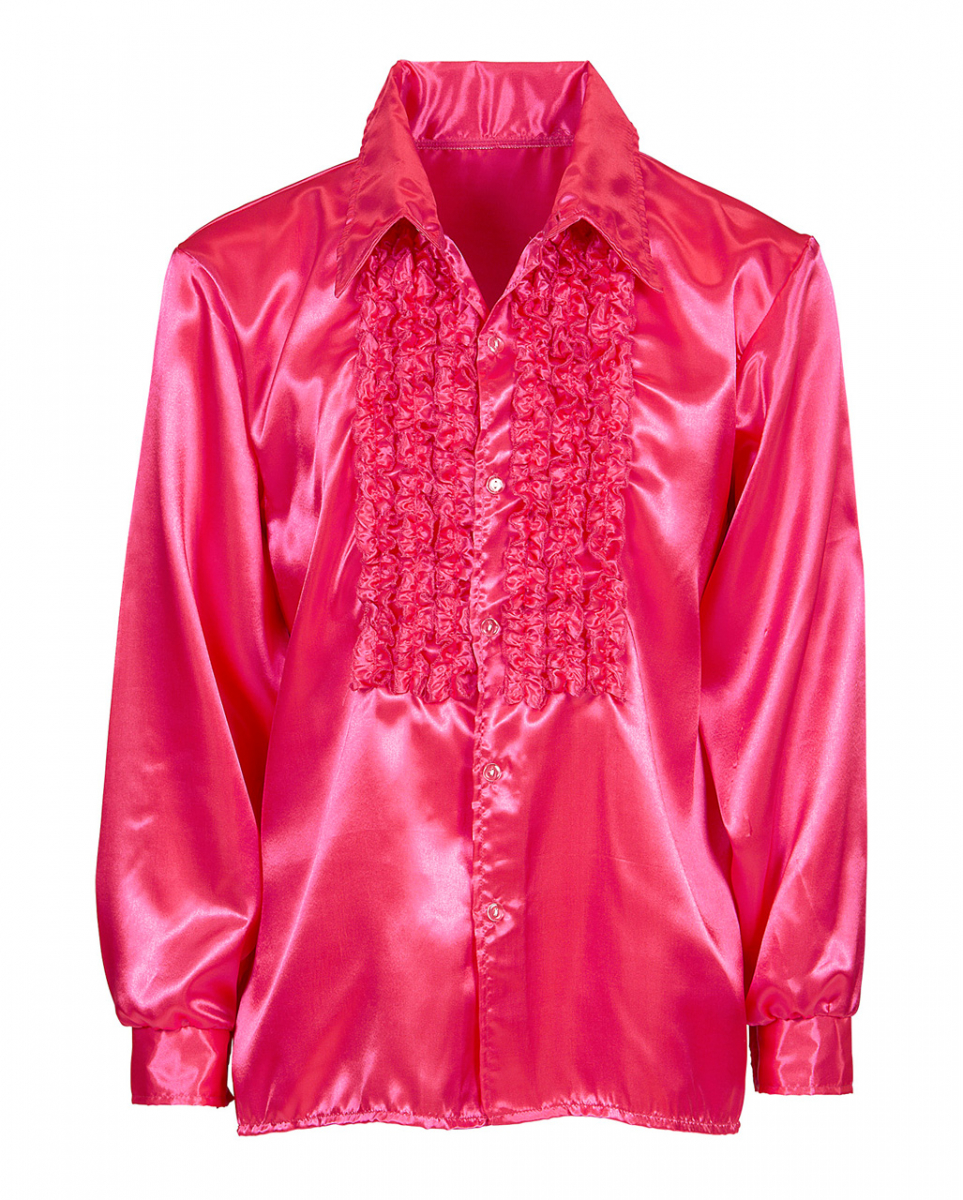 70er Jahre Disco Fashion Shirt Pink M/L