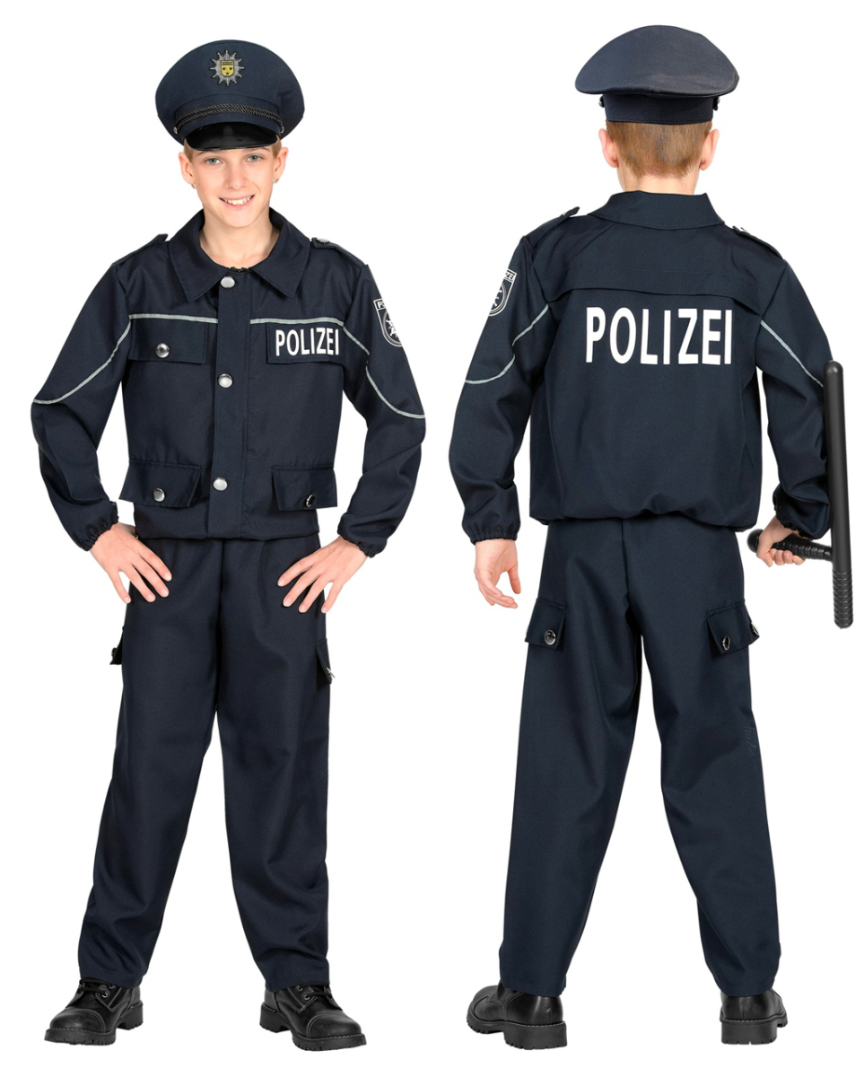 Streifenpolizist Kostüm für Kinder Blau XS / 4-5 Jahre