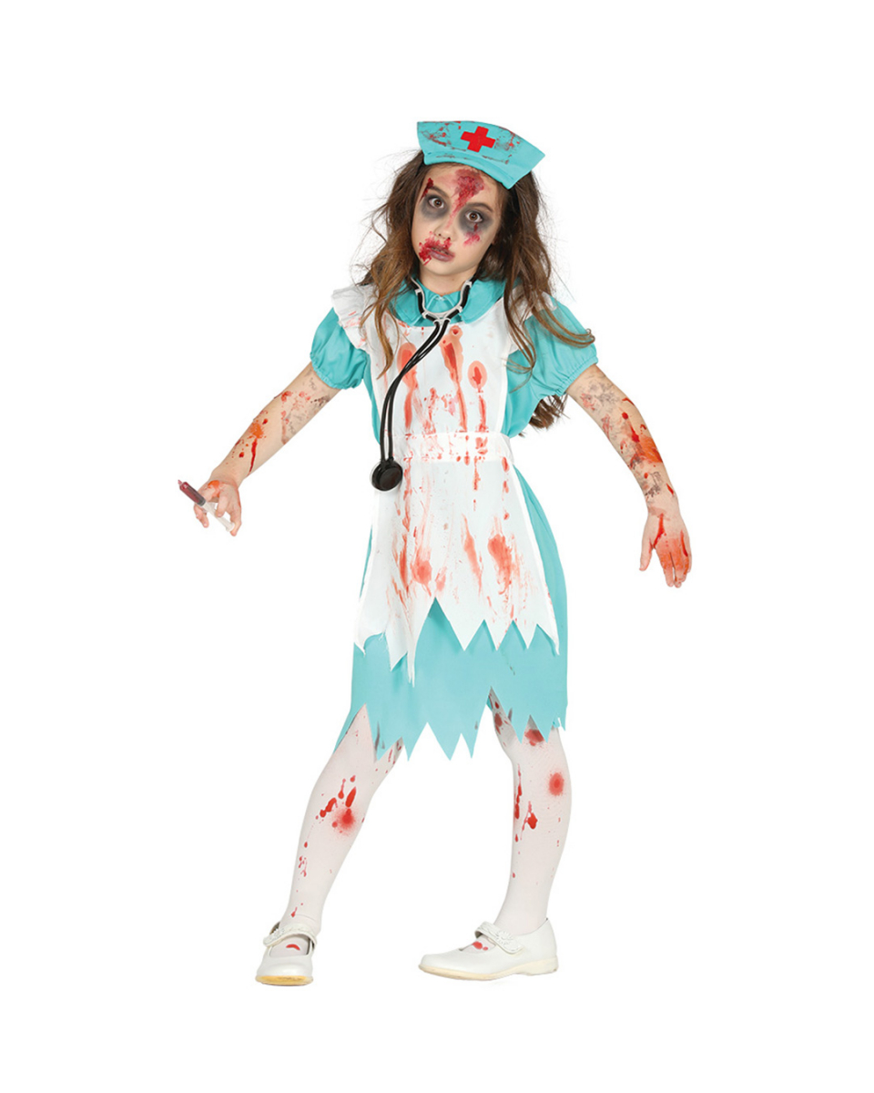Retro Zombie Krankenschwester Kostüm für Kinder M / 5-6 Jahre