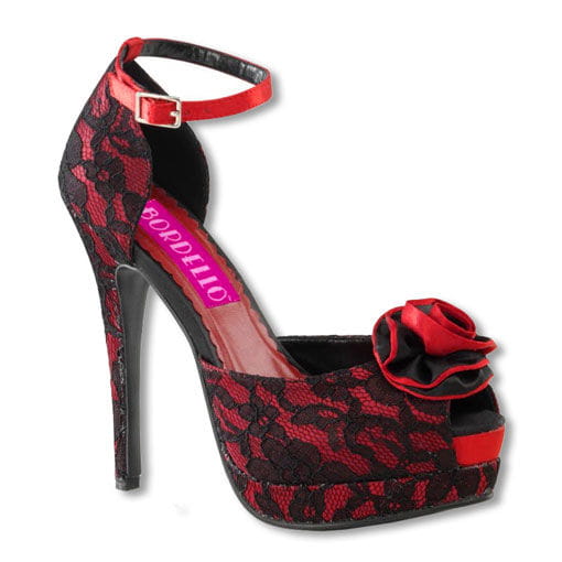 Red Satin Bordello High Heels 36
