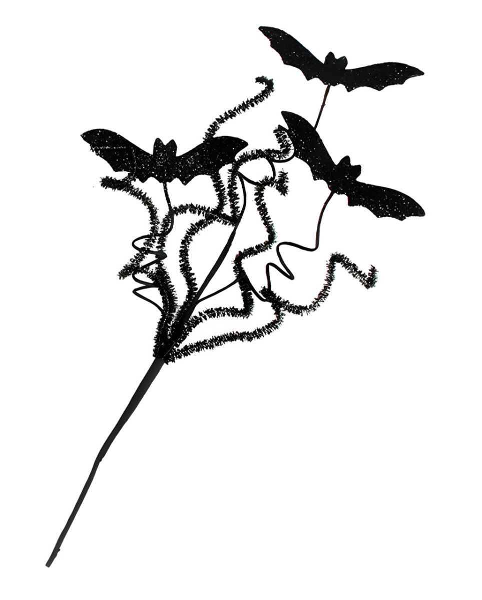 Schwarzer Gothic Deko Zweig mit 3 Fledermäusen 36cm