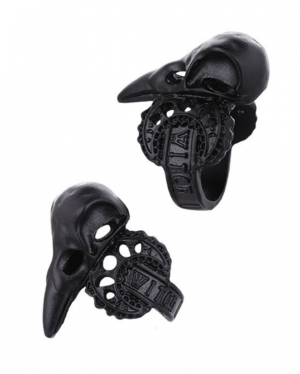 Schwarzer Rabenschädel Ring 18