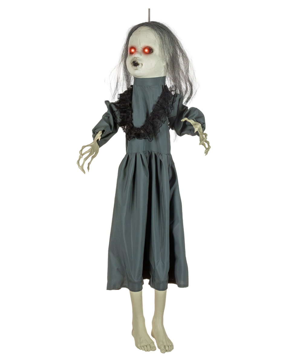 Schwarzes Gothic Doll mit leuchtenden Augen Hängefigur 80cm