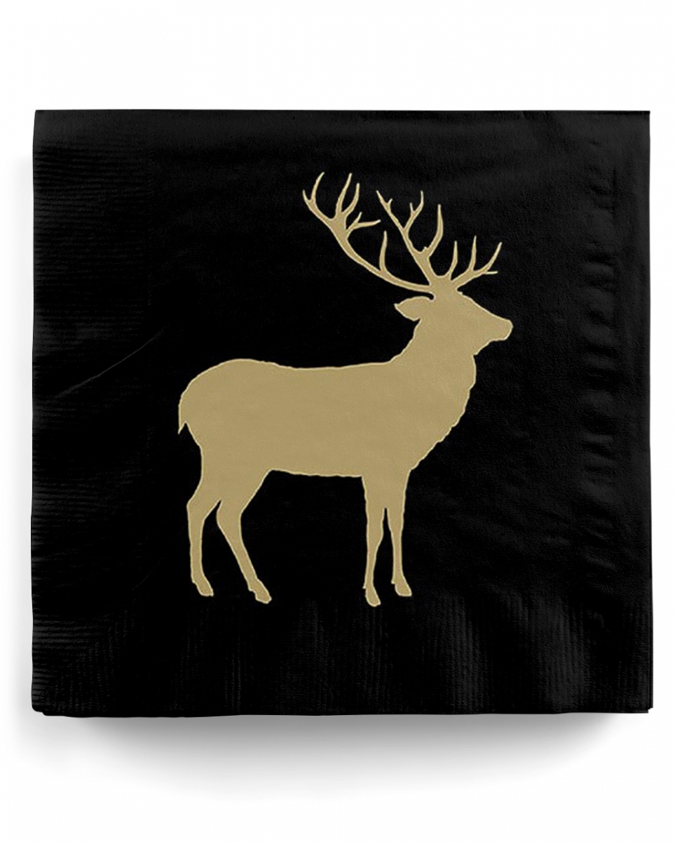 Servietten Hirsch Silhouette Schwarz Gold 20 St.