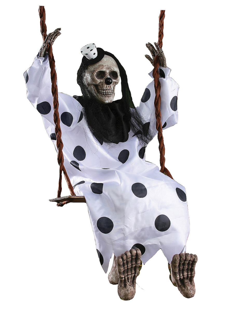 Skelett Clown auf der Schaukel
