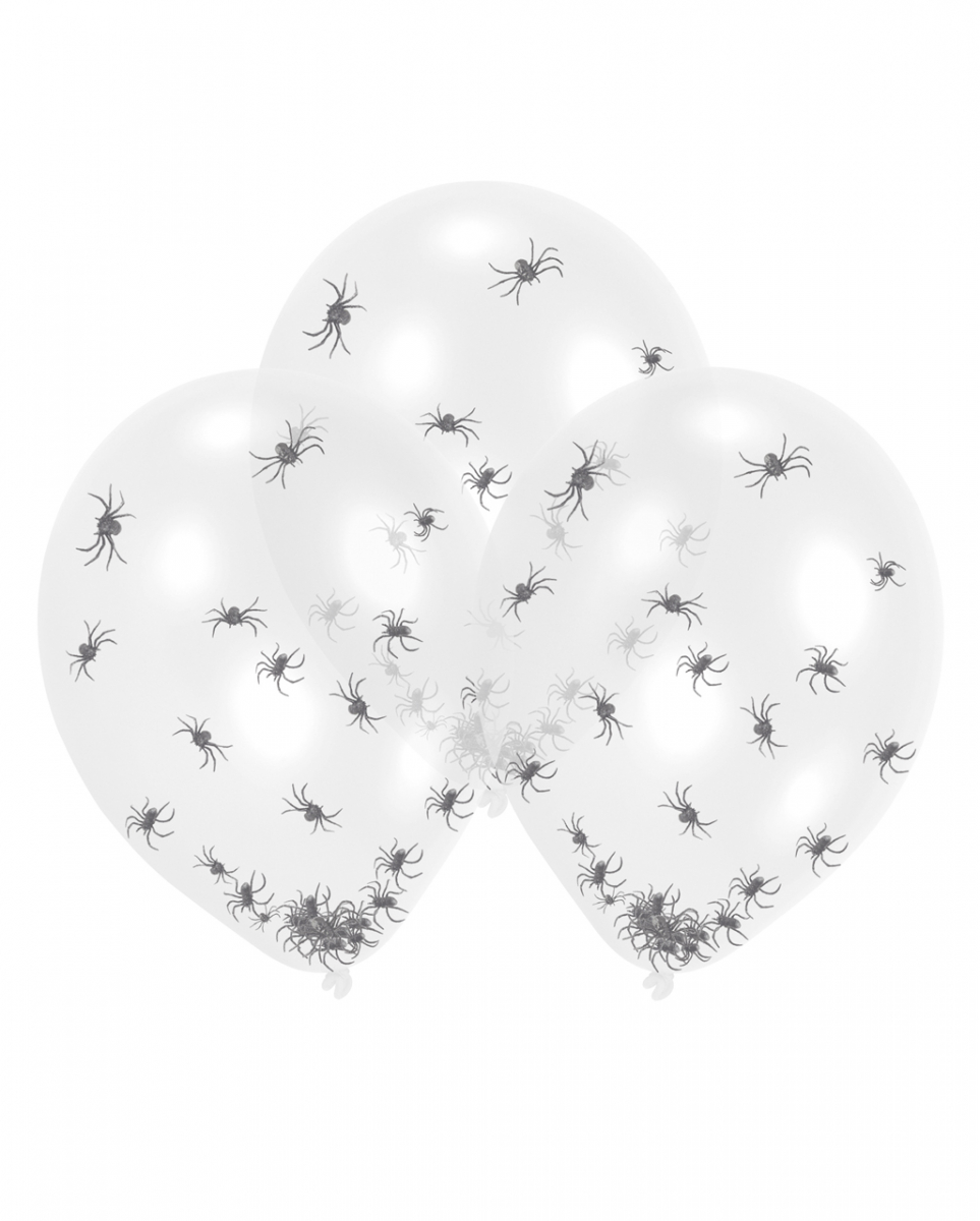 Transparente Latexballons mit Spinnen-Konfetti