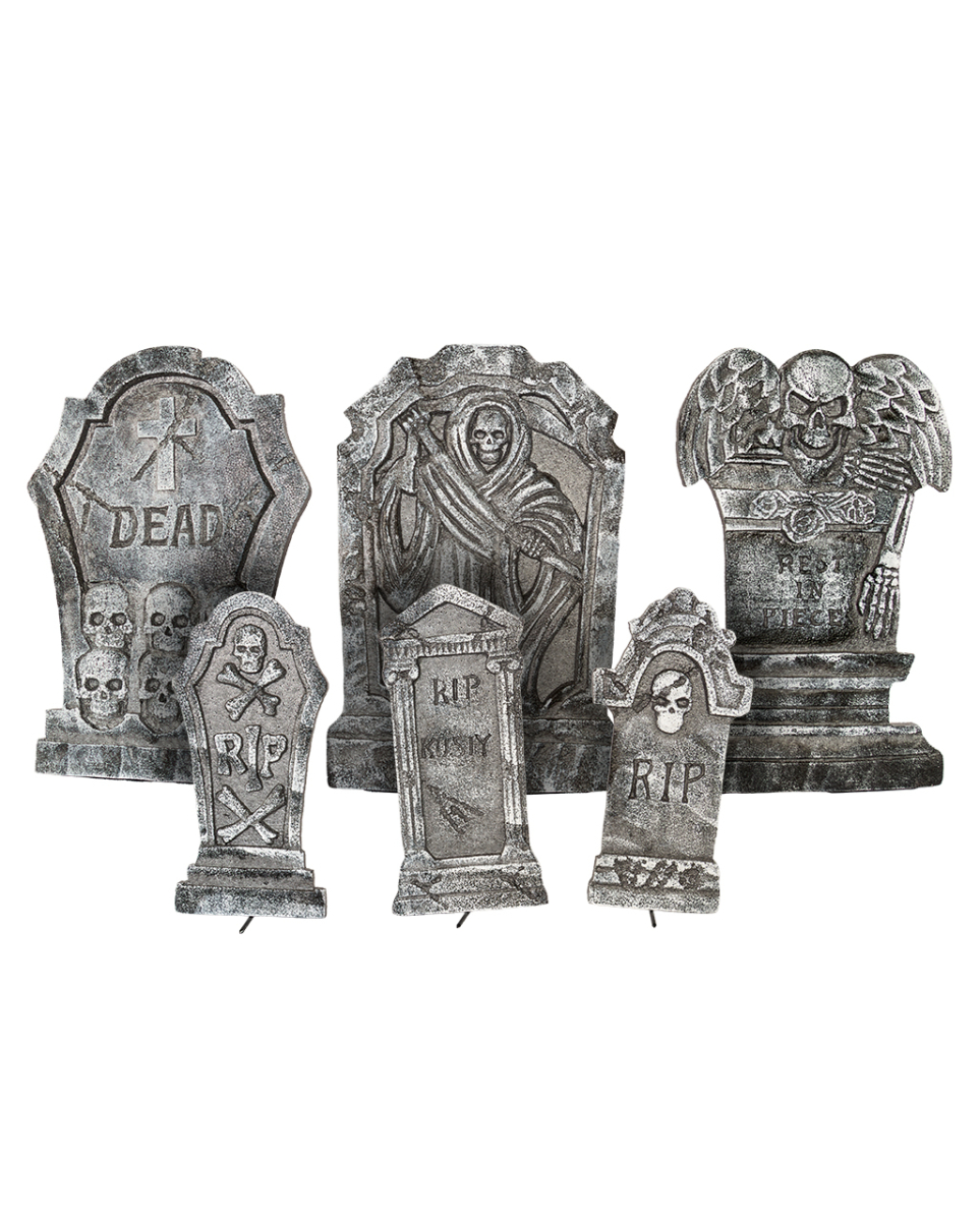 Verwittertes Halloween Deko Grabstein Set 6-teilig