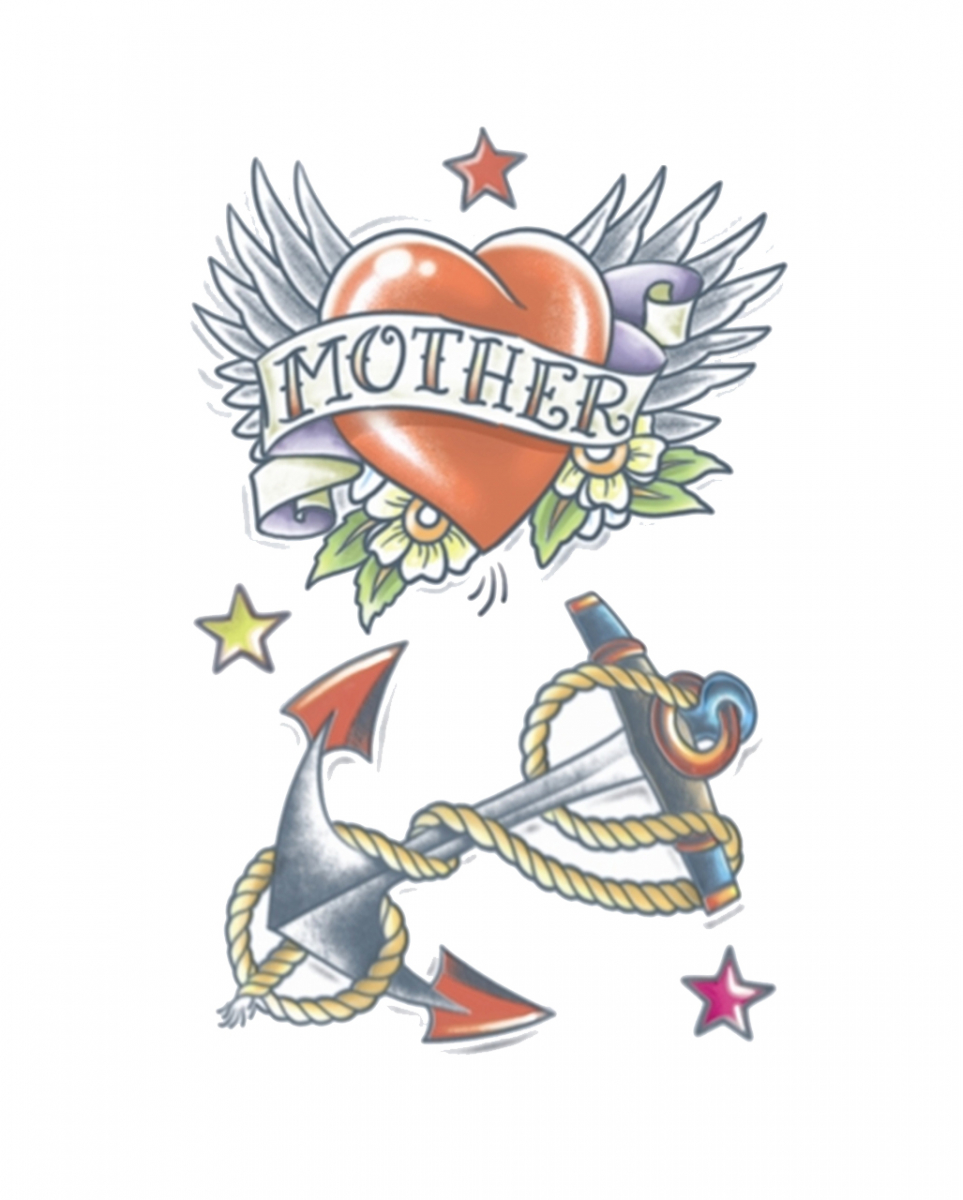 Vintage Klebetattoo mit Herz und Anker