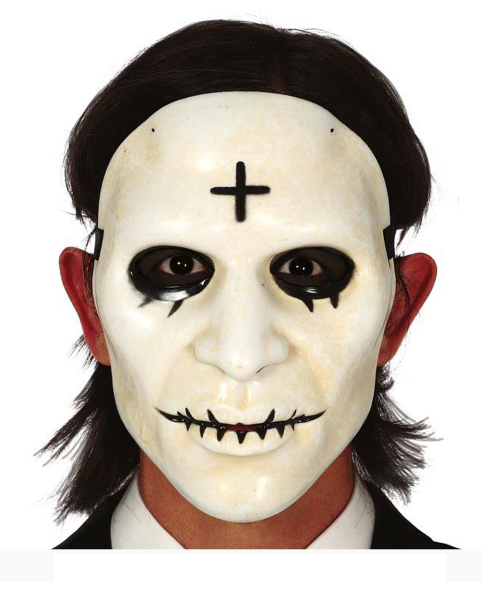Weiße PVC Maske mit Kreuz