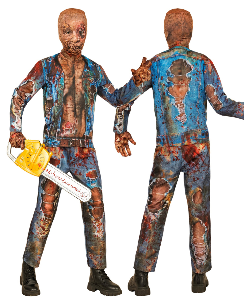 Zombie Sofortkostüm für Kinder mit Maske & Handschuhe 140 / 8-10 Jahre