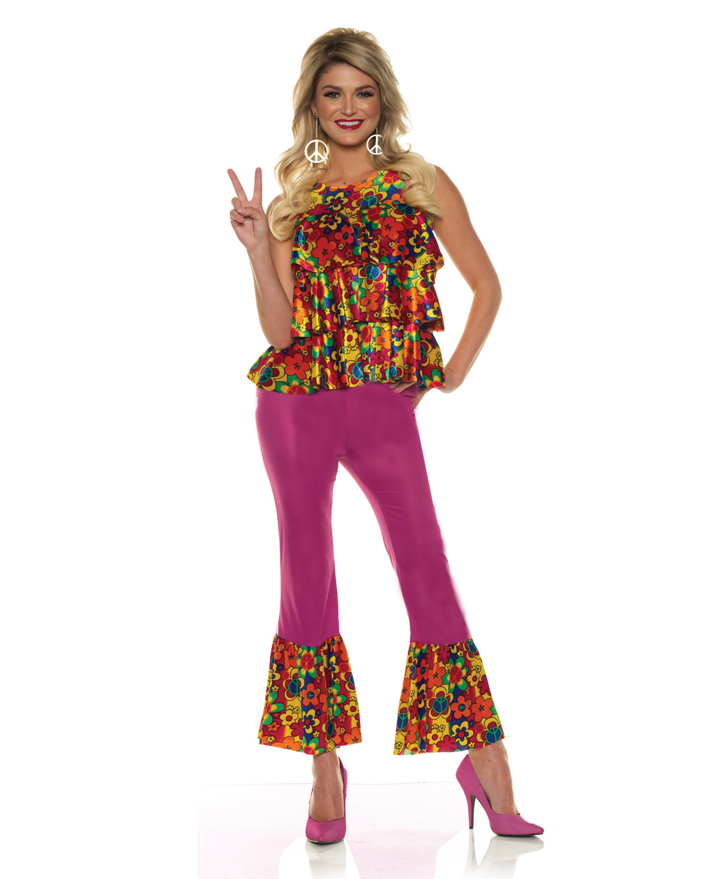 Hippie Girl Kostüm mit Schlaghose  Faschingskostüm M
