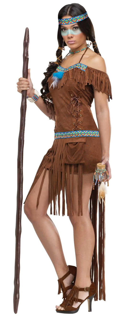 Sexy Medizin Frau Kostüm  Sexy Squaw Kostüm Minikleid S/M