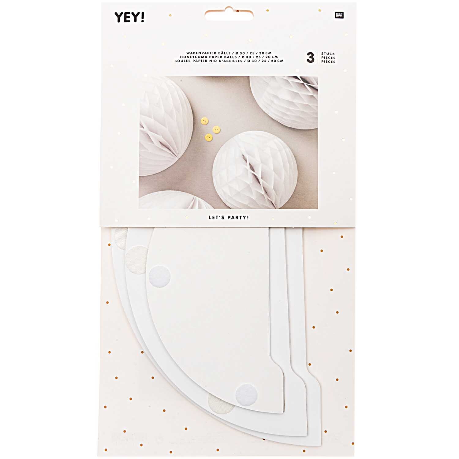 Rico Design Wabenpapier Bälle weiß 3 Stück