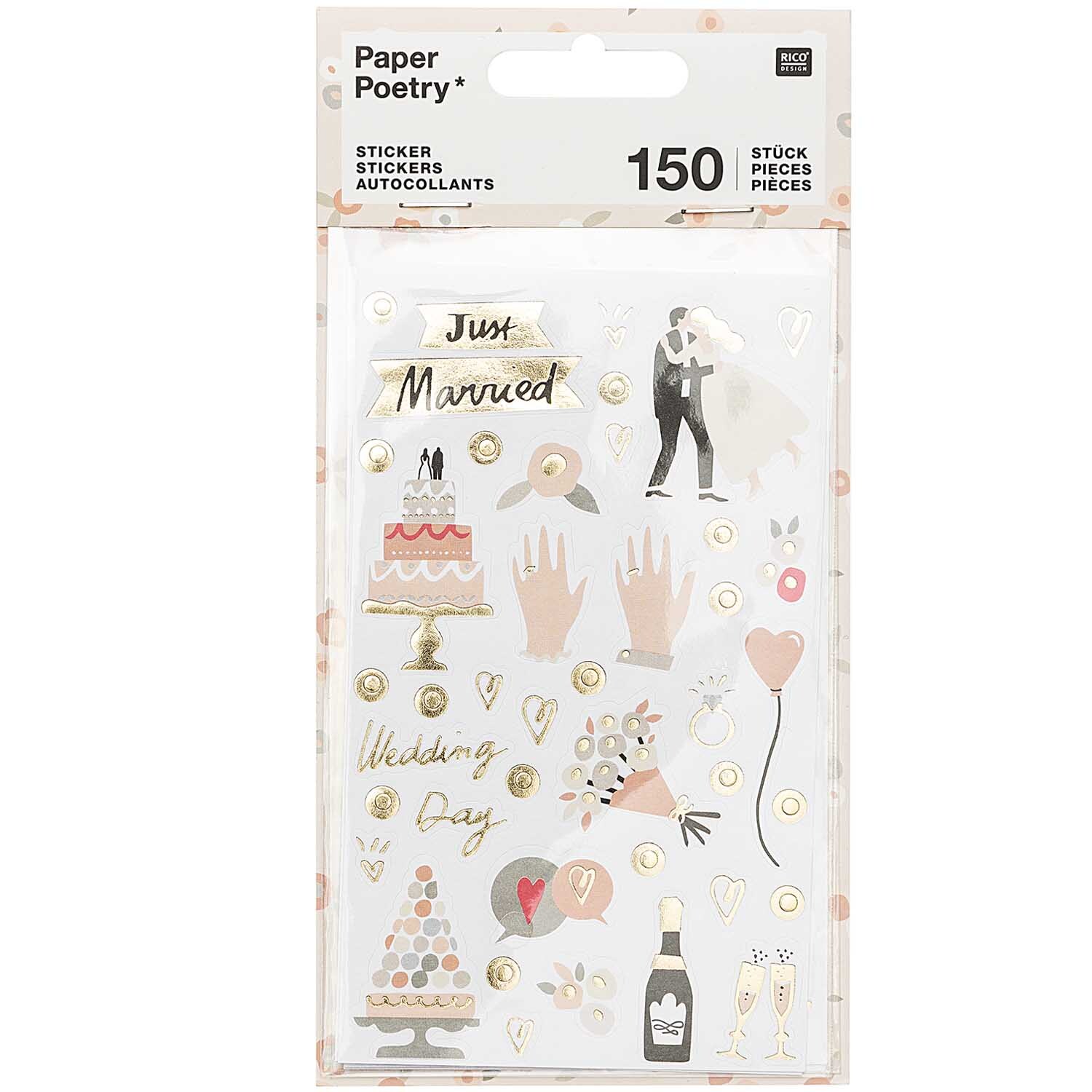 Rico Design Paper Poetry Sticker Hochzeit 4 Blatt