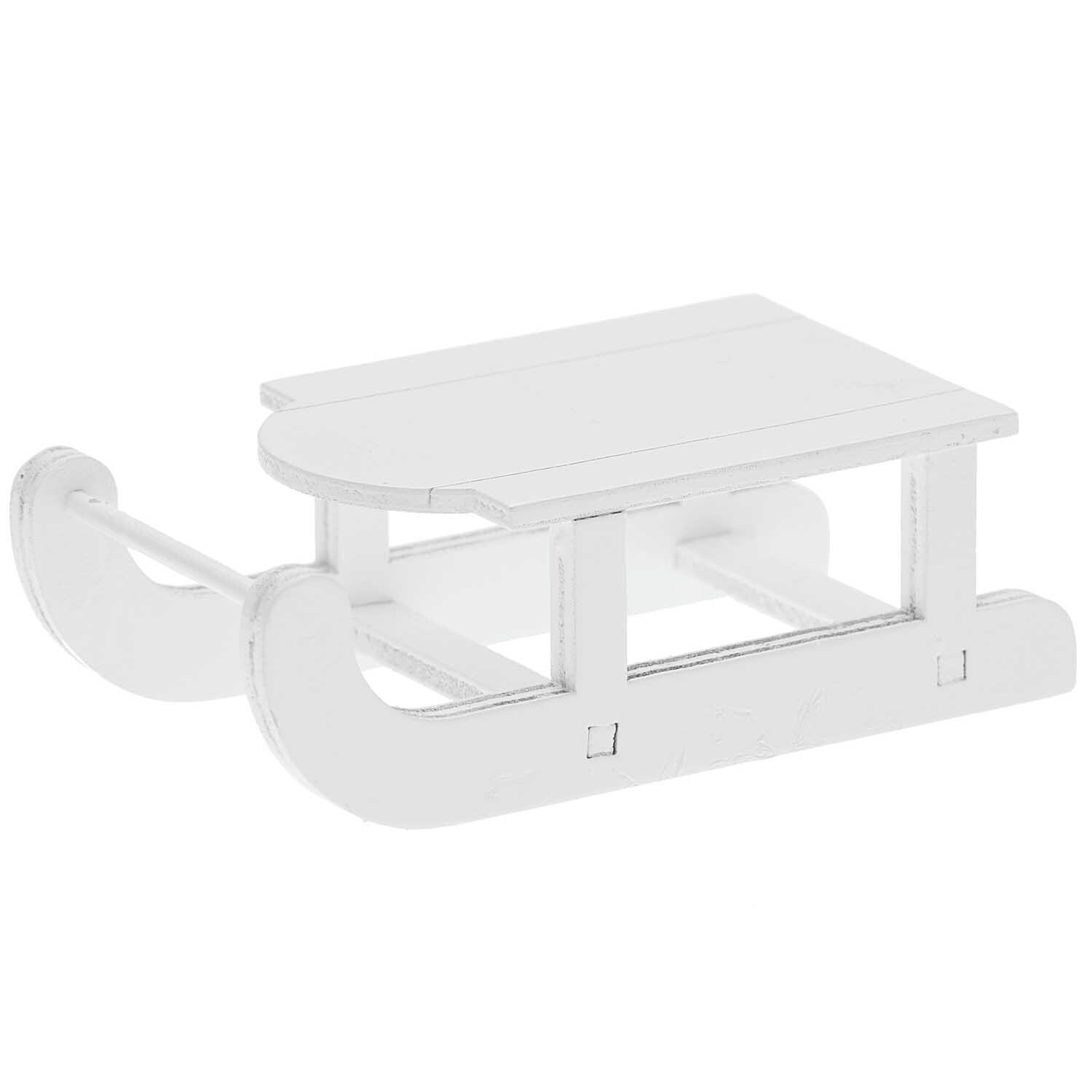 Rico Design Miniatur Schlitten 7,5x4x2,5cm Weiß