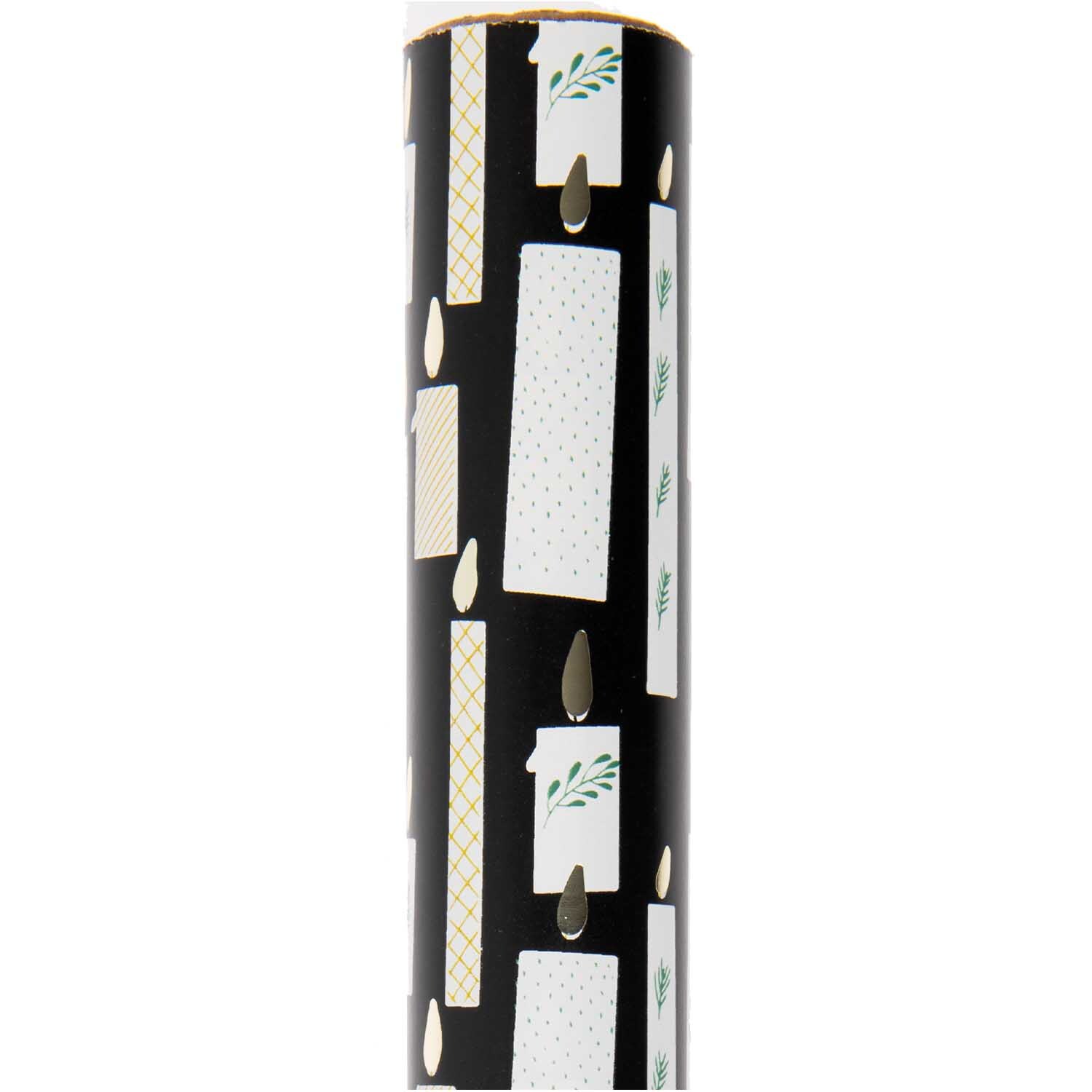 Rico Design Paper Poetry Geschenkpapier Nostalgic Christmas Kerze schwarz 80cm 2m Hot Foil