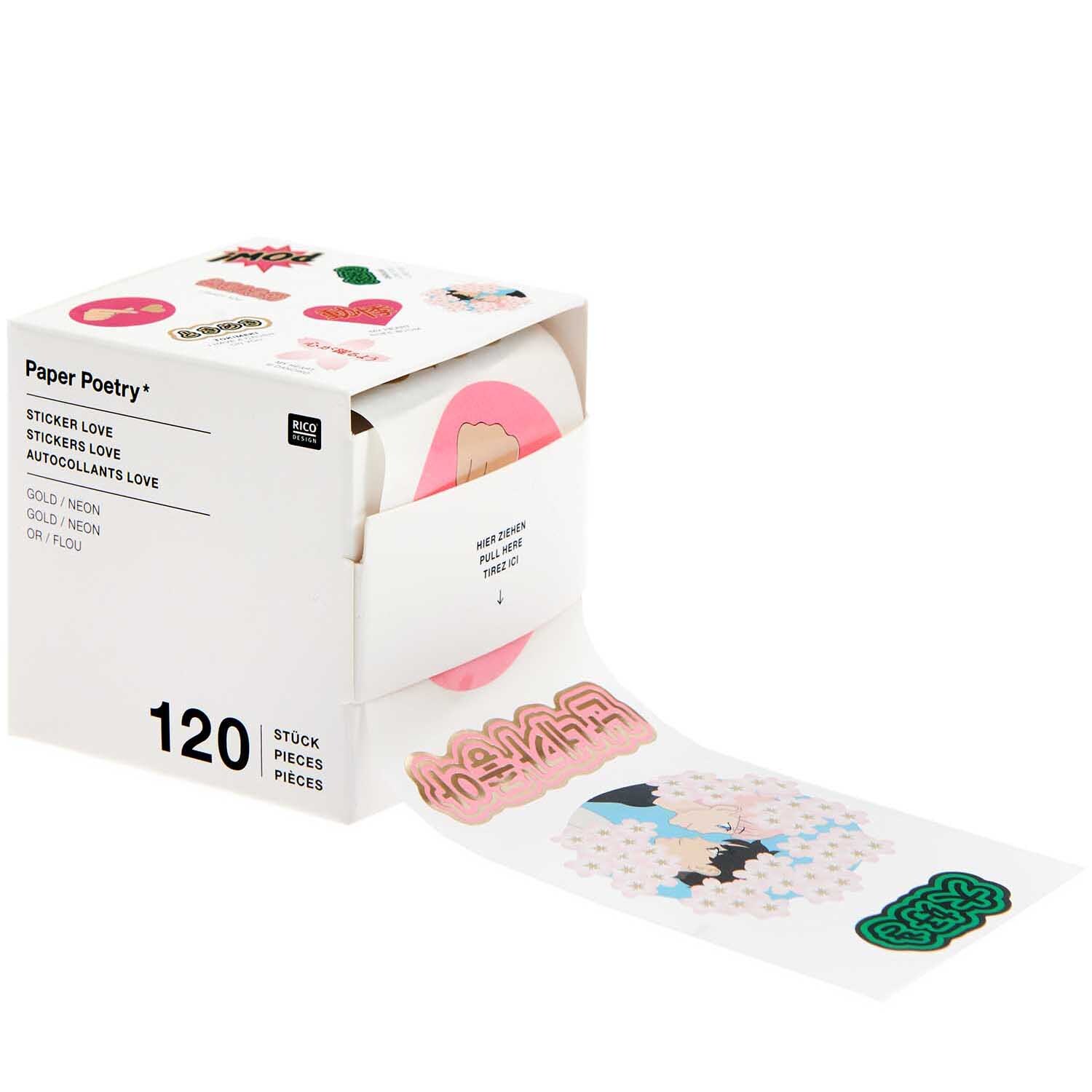 Rico Design Paper Poetry Sticker Manga Love auf der Rolle