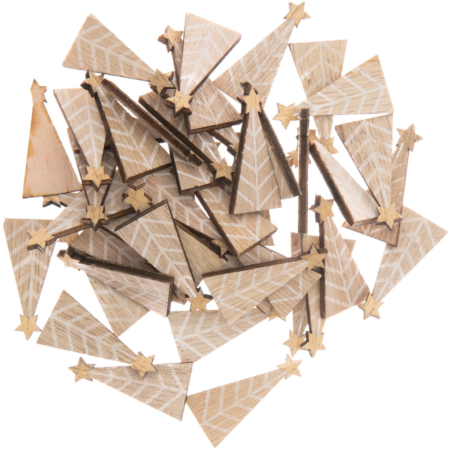 Rico Design Holzstreu Tannenbaum natur 15x30mm 48 Stück