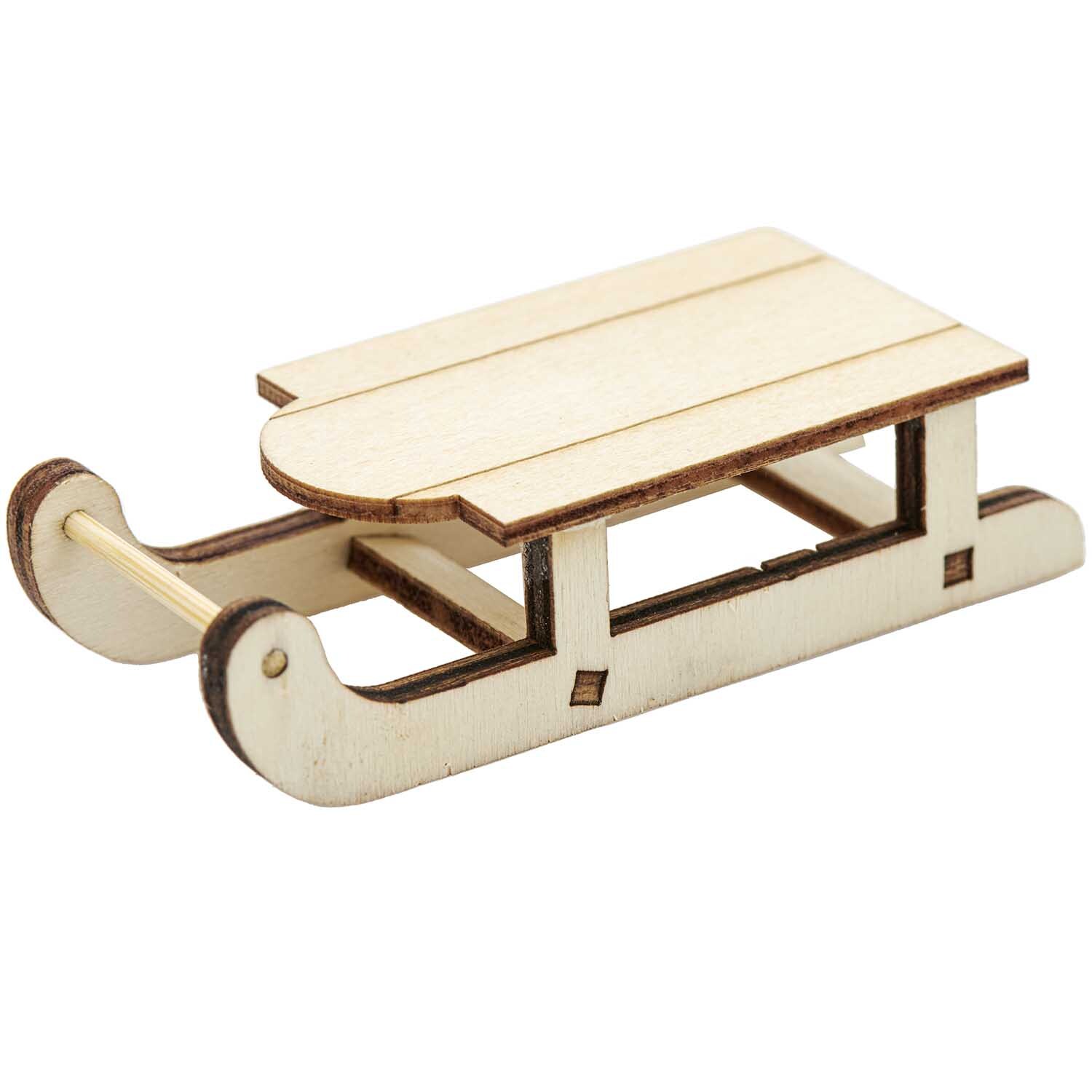 Rico Design Miniatur Schlitten 7,5x4x2,5cm Natur
