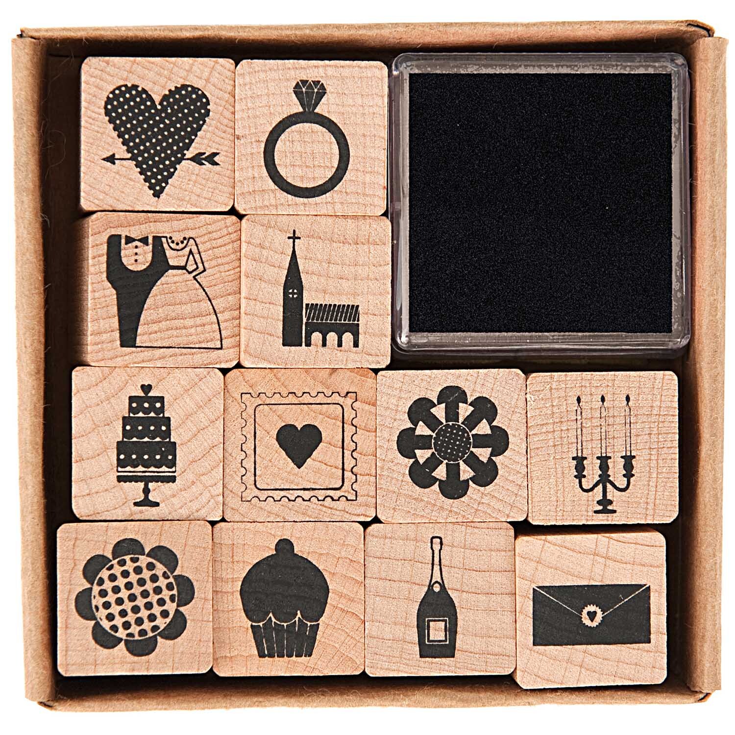 Rico Design Paper Poetry Stempelset Hochzeit 2x2cm