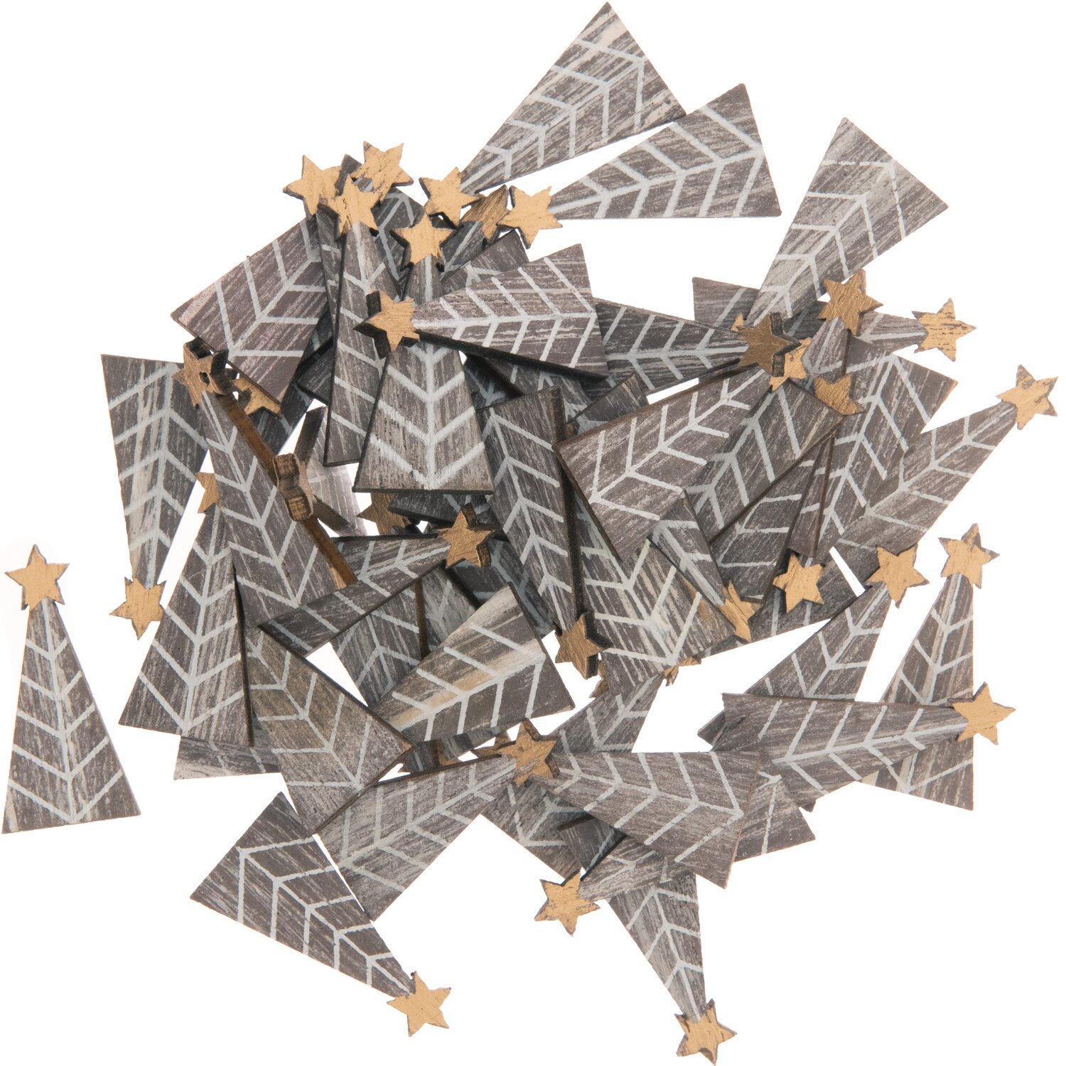 Rico Design Holzstreu Tannenbaum shabby chic 15x30mm 48 Stück
