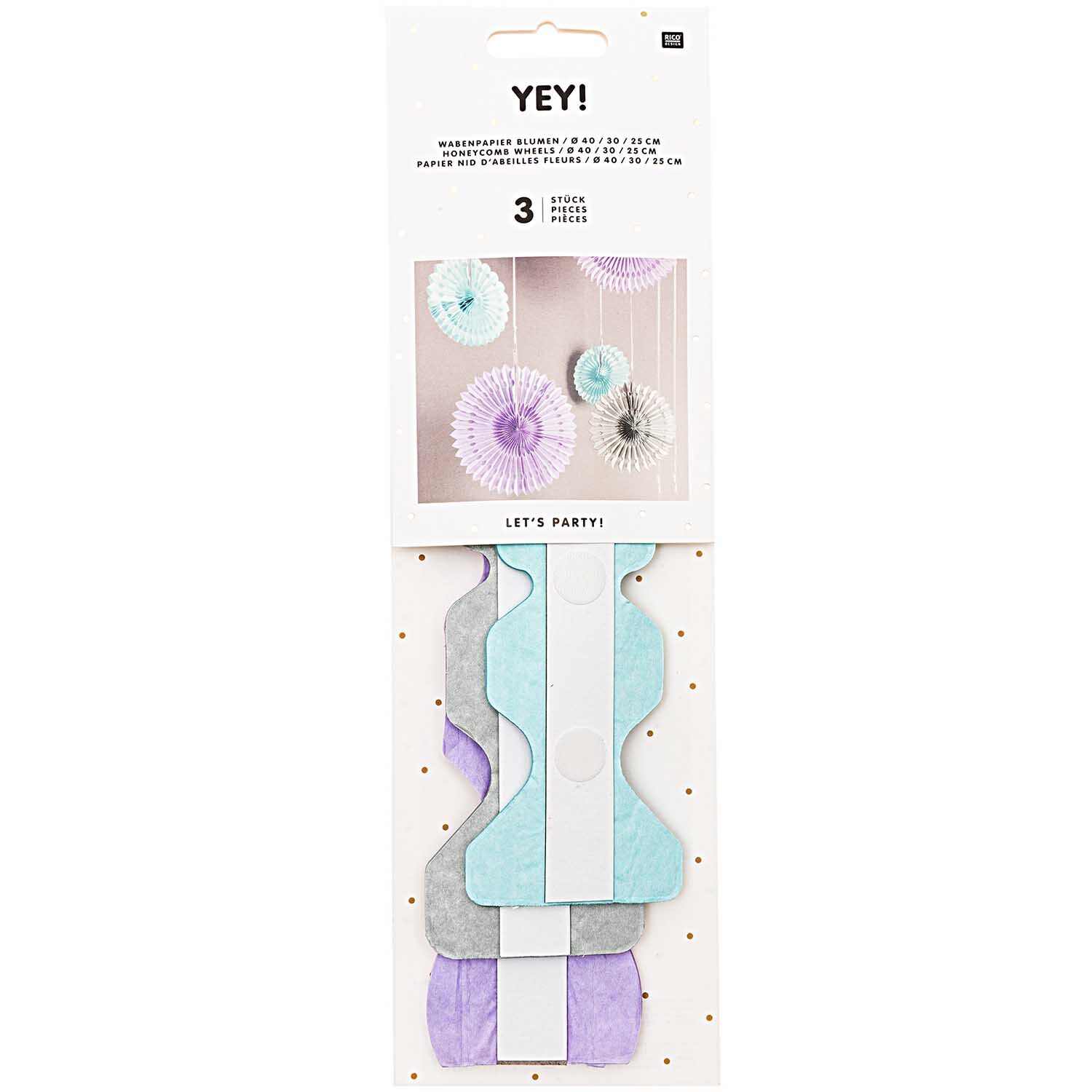 Rico Design Wabenpapier Blumen pastell 3 Stück