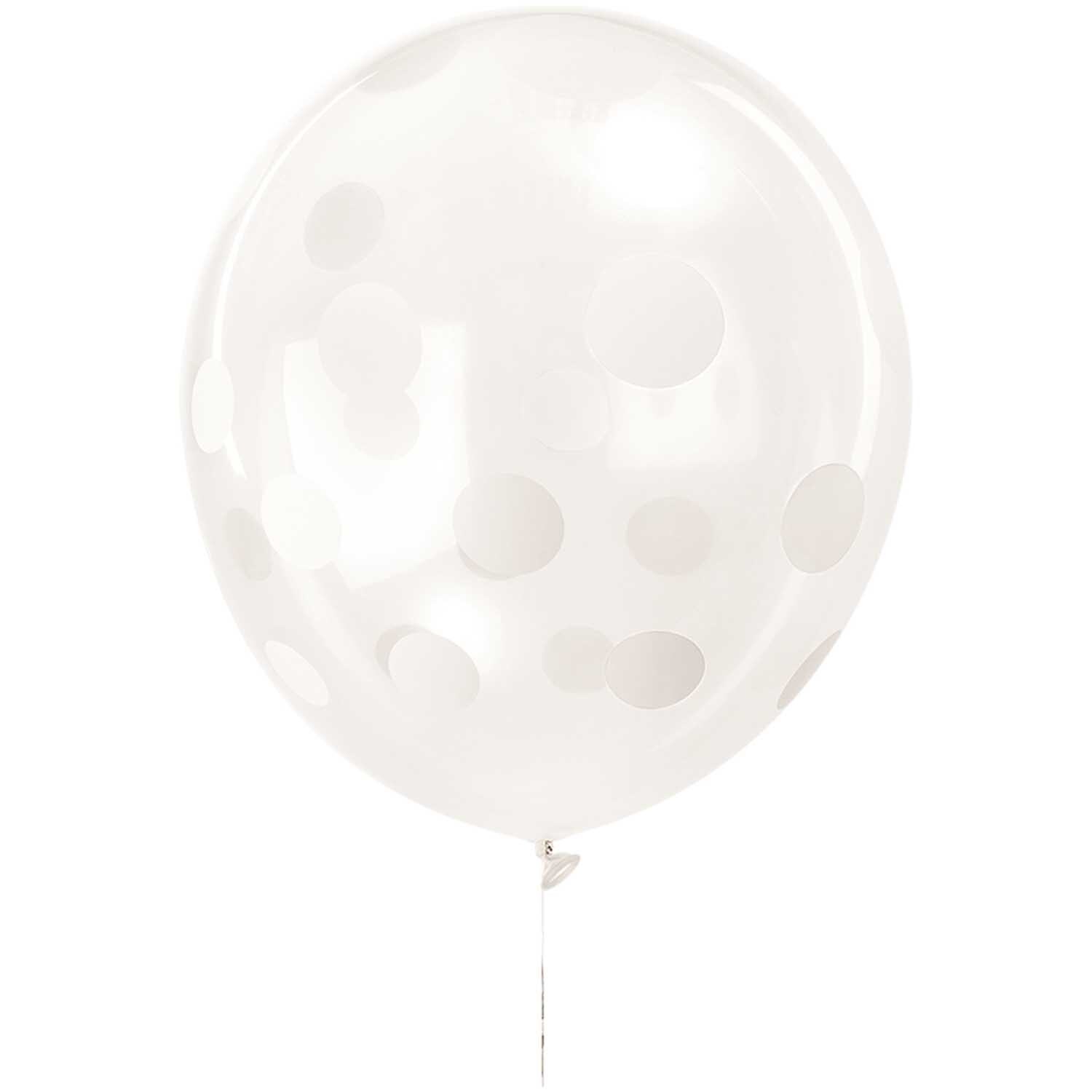 Rico Design Luftballon Punkte/unifarben transparent-weiß 30cm 12 Stück
