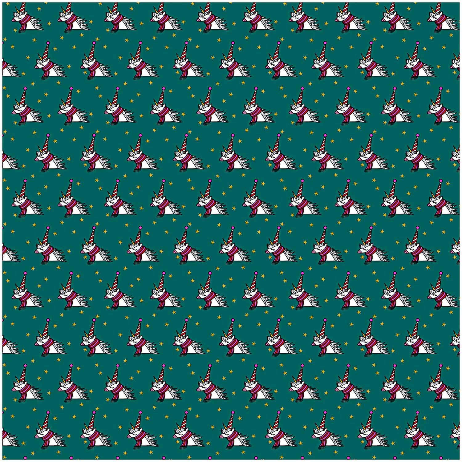 Rico Design Stoff Einhorn grün-gold 140cm