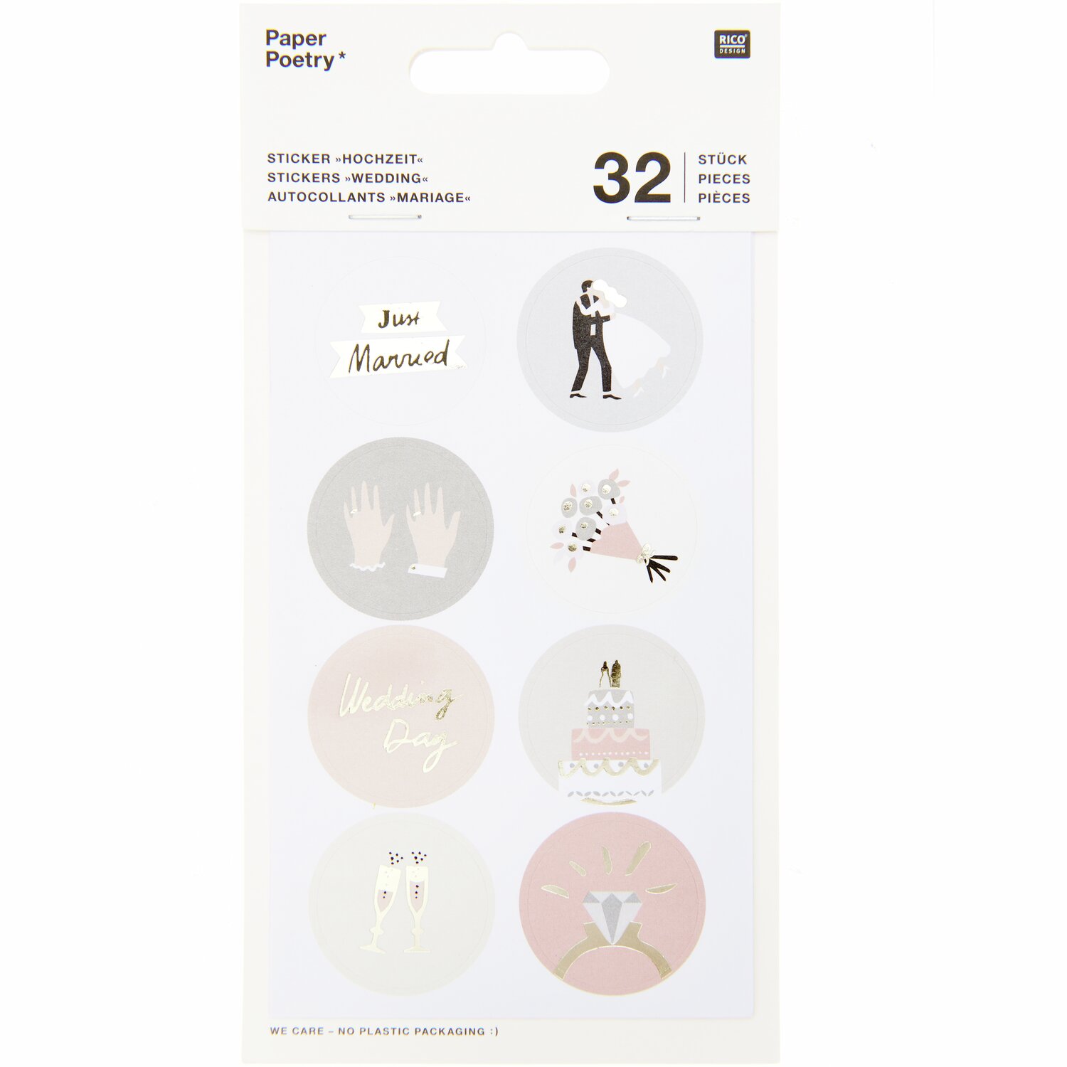 Rico Design Paper Poetry Sticker Hochzeit rund 4 Blatt